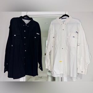 Columbia Black and White Long Sleeve Button down Shirt…Bundle of 2😀 Men’s 4X